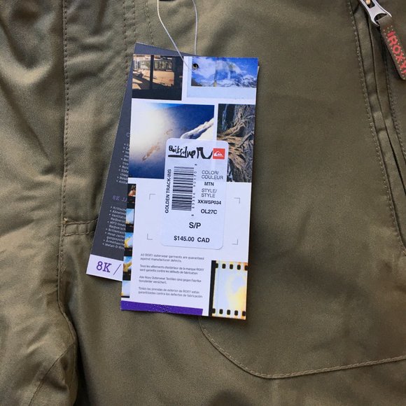 Roxy Snowboard Army Green SnowPants size Small - Picture 7 of 9